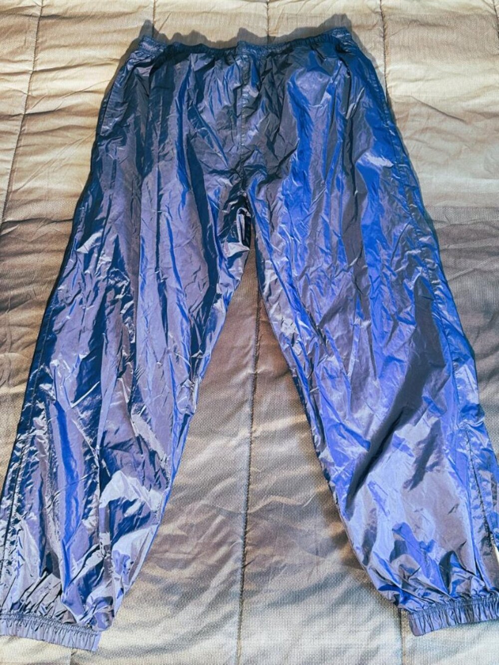 Vintage Cheetah Dark Navy Blue Nylon Track Pants XL Gorpcore Streetwear Joggers